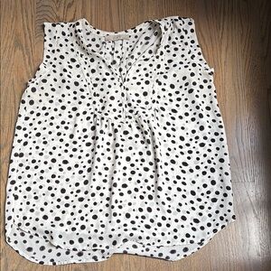 LOFT WOMENS BLACK & CREAM POLKA DOT BLOUSE SHIRT